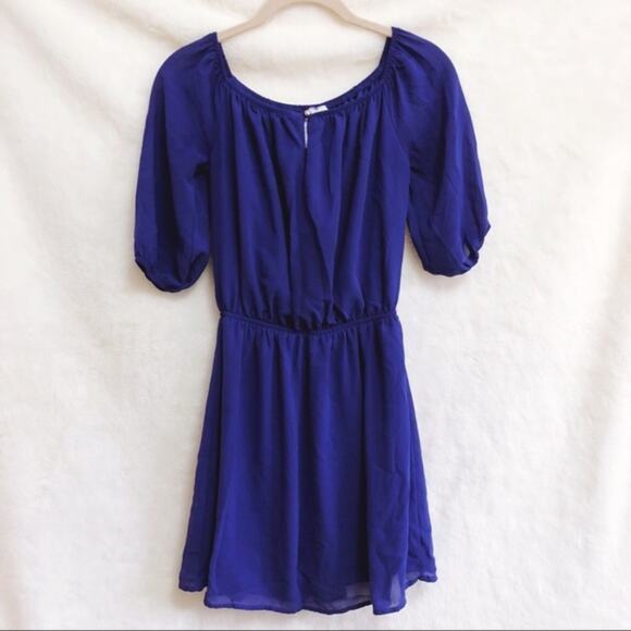Alya Blue Mid Sleeve Chiffon Dress - Picture 1 of 6
